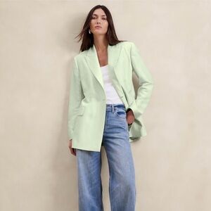 Banana Republic Celery Green Fitted Linen Blazer